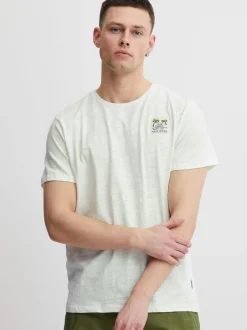 BLEND Herren T-Shirt in weiß - Ausschnitt: Rundhals