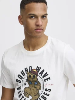 BLEND Herren T-Shirt in weiß - Ausschnitt: Rundhals