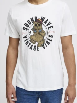 BLEND Herren T-Shirt in weiß - Ausschnitt: Rundhals