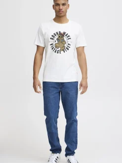 BLEND Herren T-Shirt in weiß - Ausschnitt: Rundhals