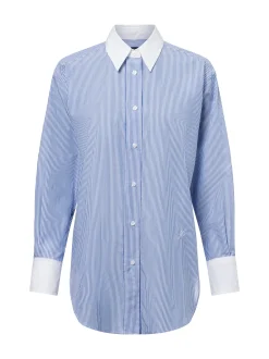 BOSS Damen Bluse - Badina in hellblau weiß