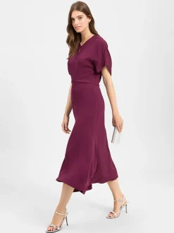 BOSS Damen Midikleid - Denaz in aubergine - Länge: midi