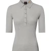 BOSS Orange Damen Feinstrick-Poloshirt mit Schurwoll-Anteil - Fugano in hellgrau