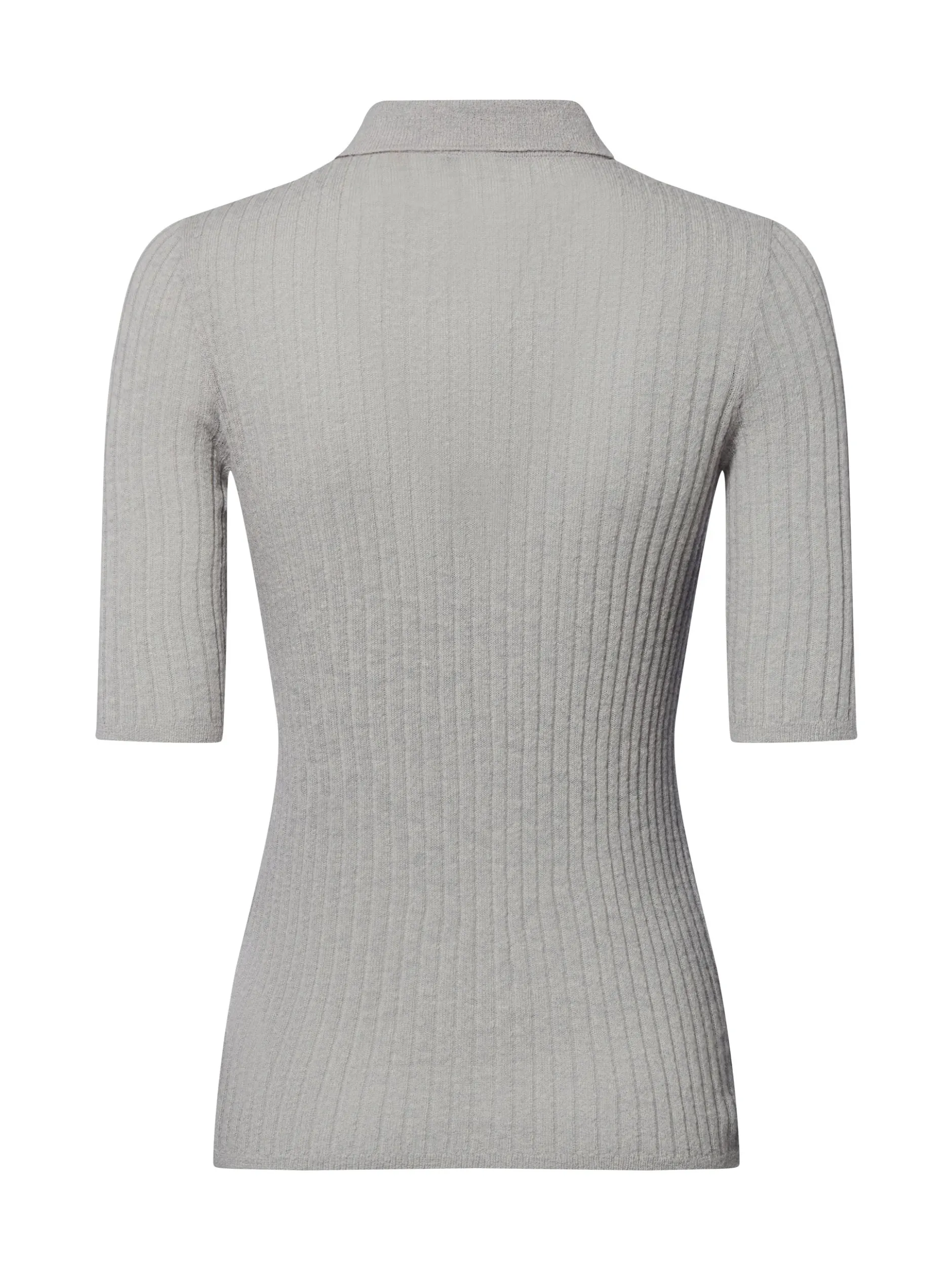BOSS Orange Damen Feinstrick-Poloshirt mit Schurwoll-Anteil - Fugano in hellgrau