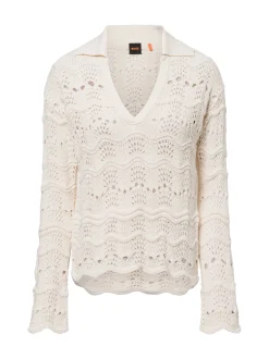 BOSS Orange Damen Strickpullover - Fyder in ecru