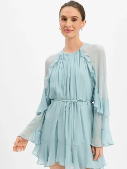 BOSS Orange Damen Volantkleid - Dredia in aqua