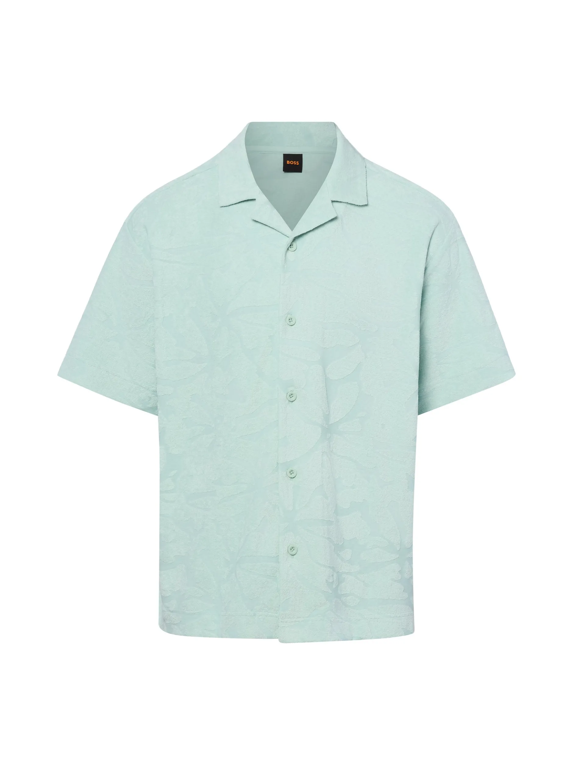 BOSS Orange Herren Frottee-Kurzarmhemd - We_Flower in mint
