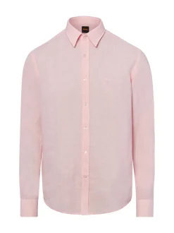 BOSS Orange Herren Leinenhemd - Relegant in rosa