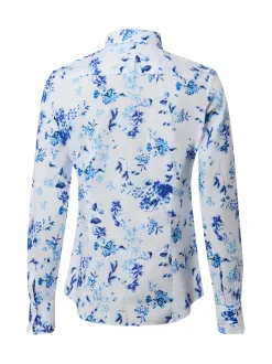 brookshire Damen Bluse in weiß blau - Ärmel: langarm