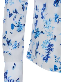 brookshire Damen Bluse in weiß blau - Ärmel: langarm