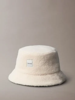 Calvin Klein Jeans Damen Bucket Hat aus Teddyfell in beige