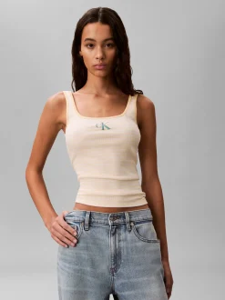 Calvin Klein Jeans Damen Tanktop in vanille weiß