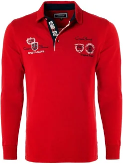 Carisma Herren Langarm-Polo in rot - Ärmel: langarm
