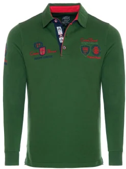 Carisma Herren Langarm-Polo in khaki - Ärmel: langarm