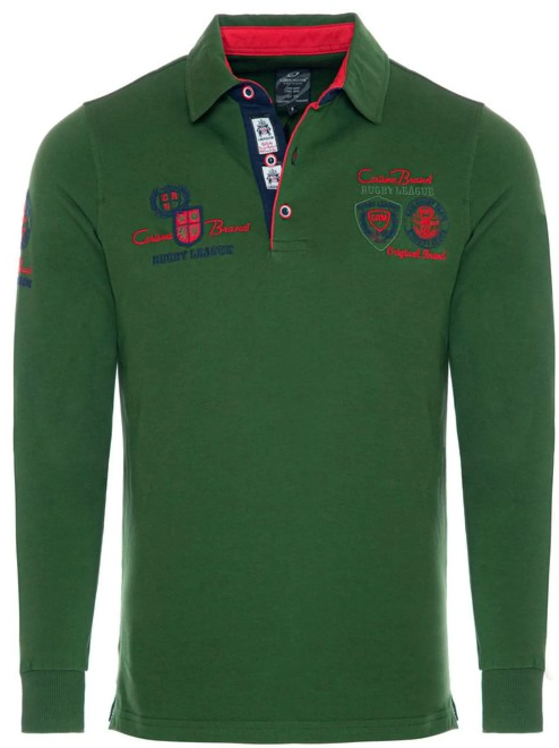Carisma Herren Langarm-Polo in khaki - Ärmel: langarm