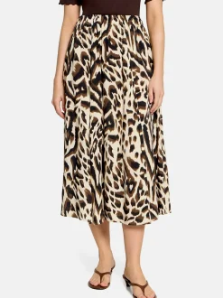 Cartoon Damen A-Linien-Rock in mehrfarbig beige