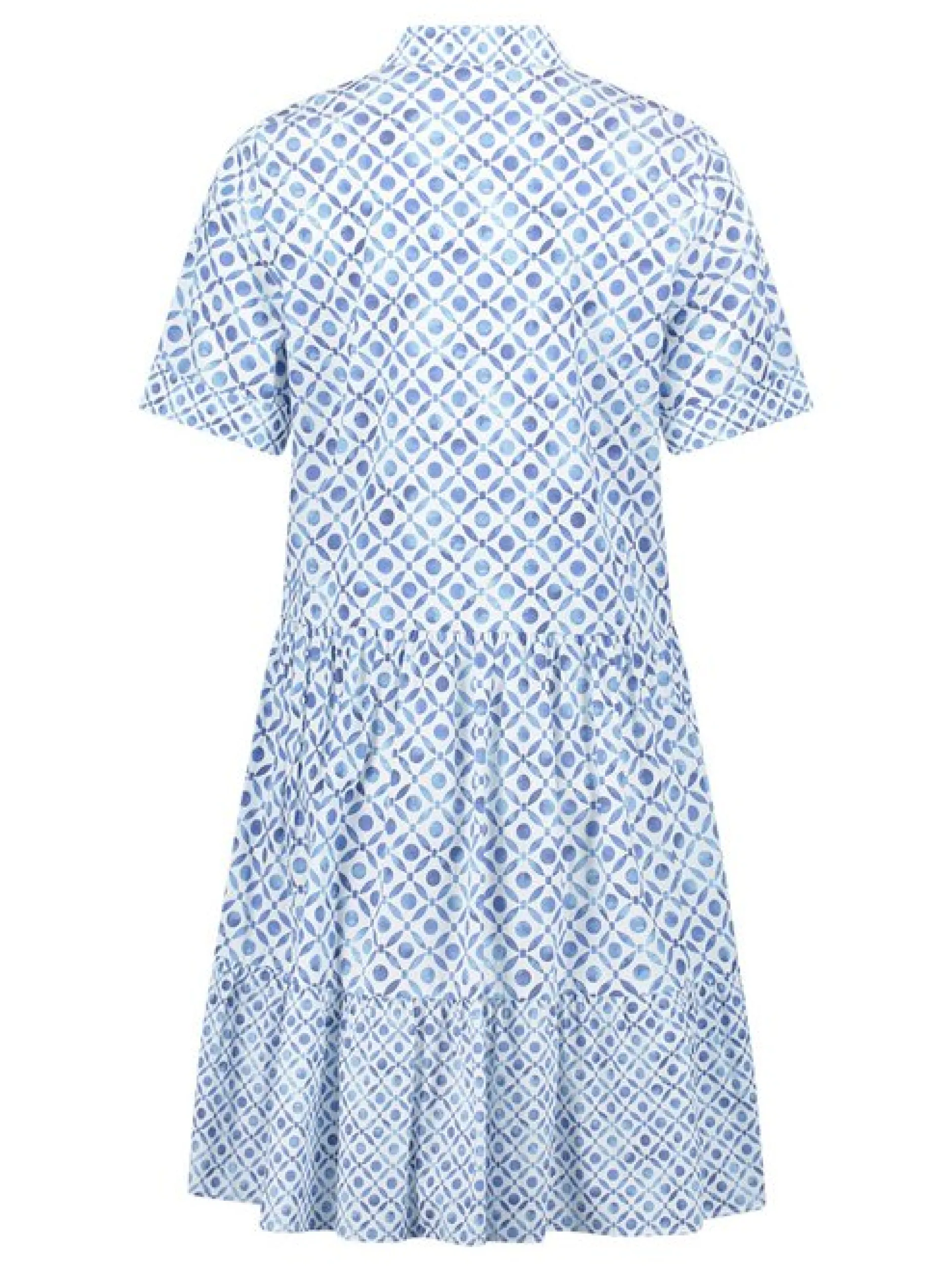Cartoon Damen Blusenkleid in hellblau weiß