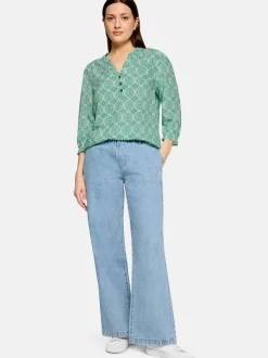 Cartoon Damen Casual-Bluse in mehrfarbig petrol