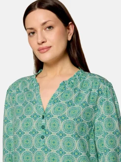 Cartoon Damen Casual-Bluse in mehrfarbig petrol