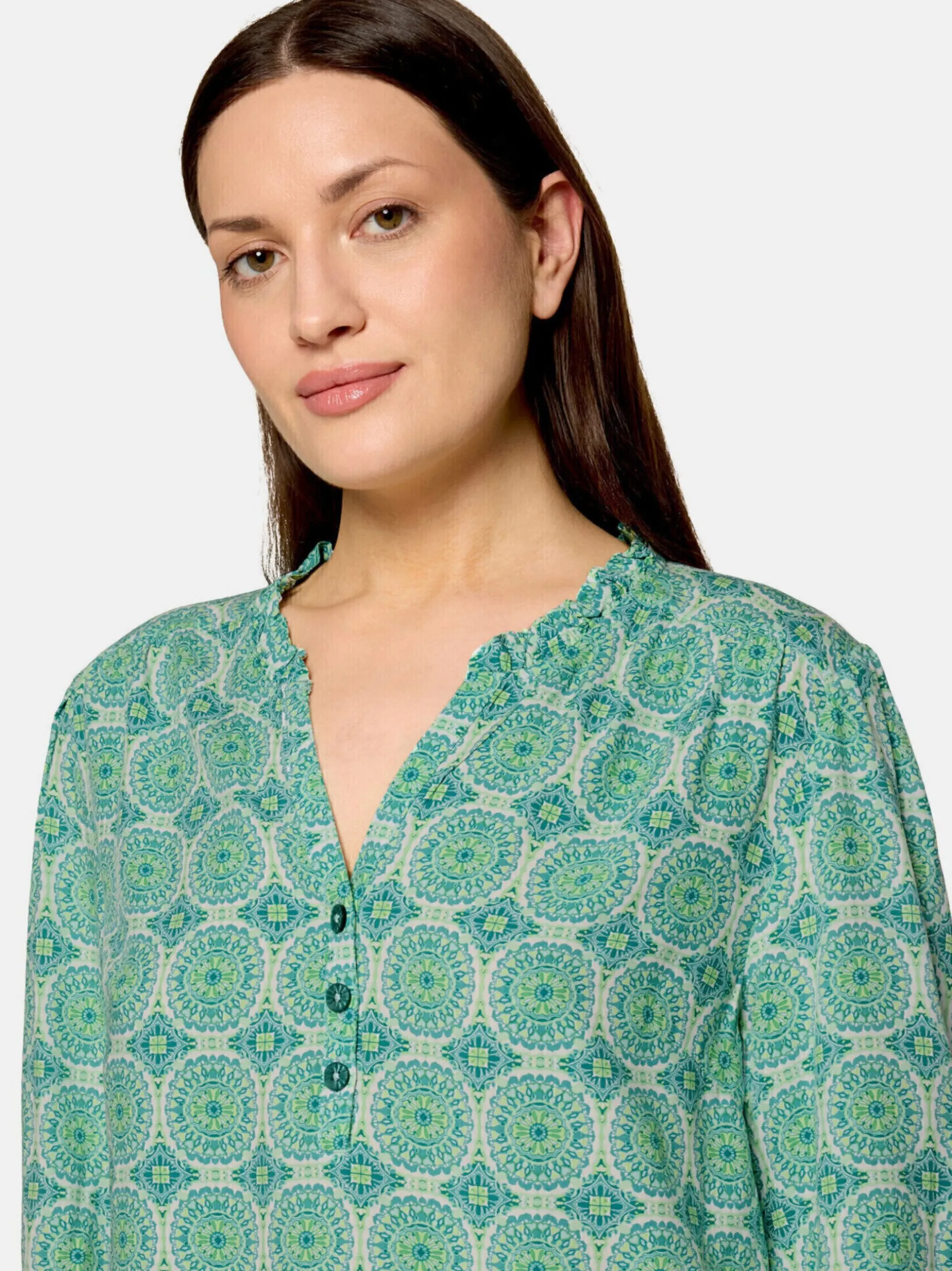 Cartoon Damen Casual-Bluse in mehrfarbig petrol