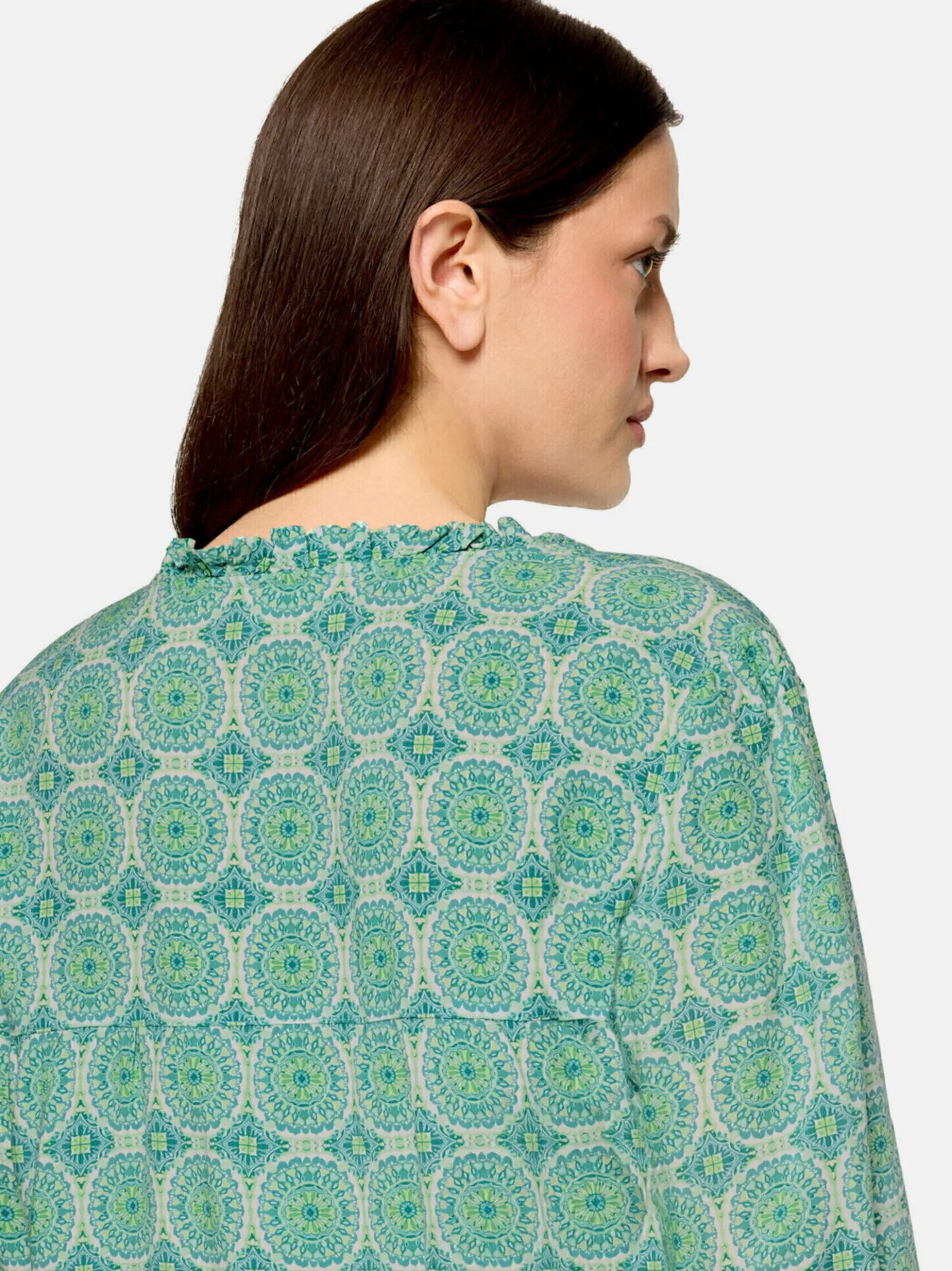 Cartoon Damen Casual-Bluse in mehrfarbig petrol