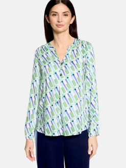 Cartoon Damen Casual-Bluse in mehrfarbig petrol