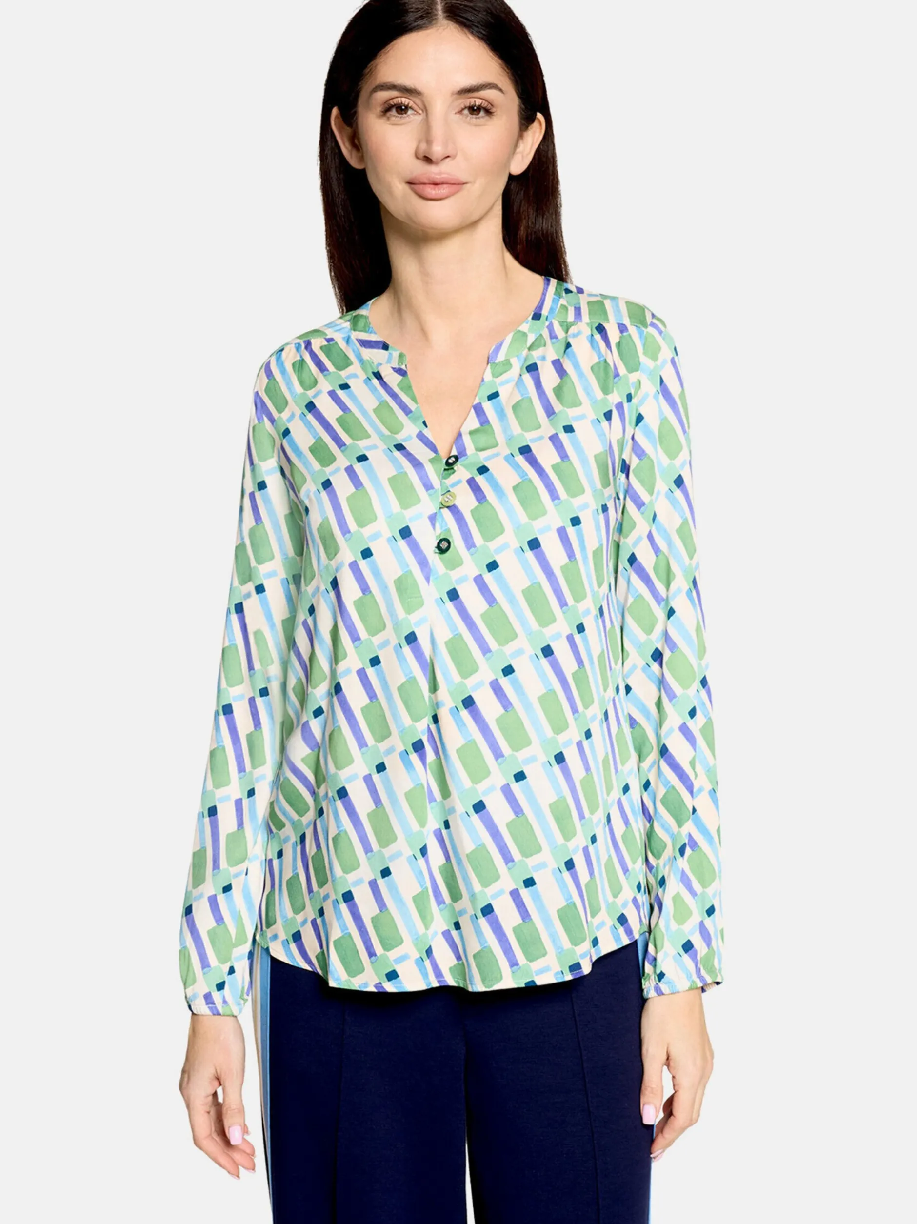 Cartoon Damen Casual-Bluse in mehrfarbig petrol