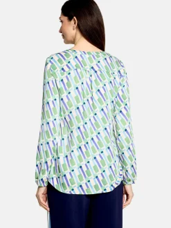 Cartoon Damen Casual-Bluse in mehrfarbig petrol