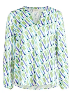 Cartoon Damen Casual-Bluse in mehrfarbig petrol