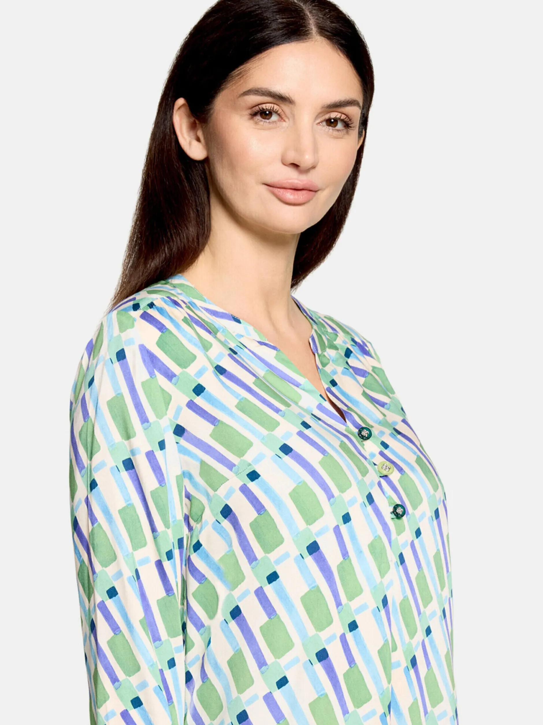 Cartoon Damen Casual-Bluse in mehrfarbig petrol