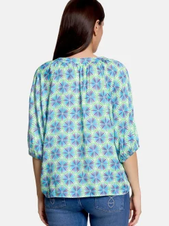 Cartoon Damen Casual-Bluse in mehrfarbig petrol
