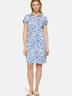 Cartoon Damen Casual-Kleid in hellblau weiß