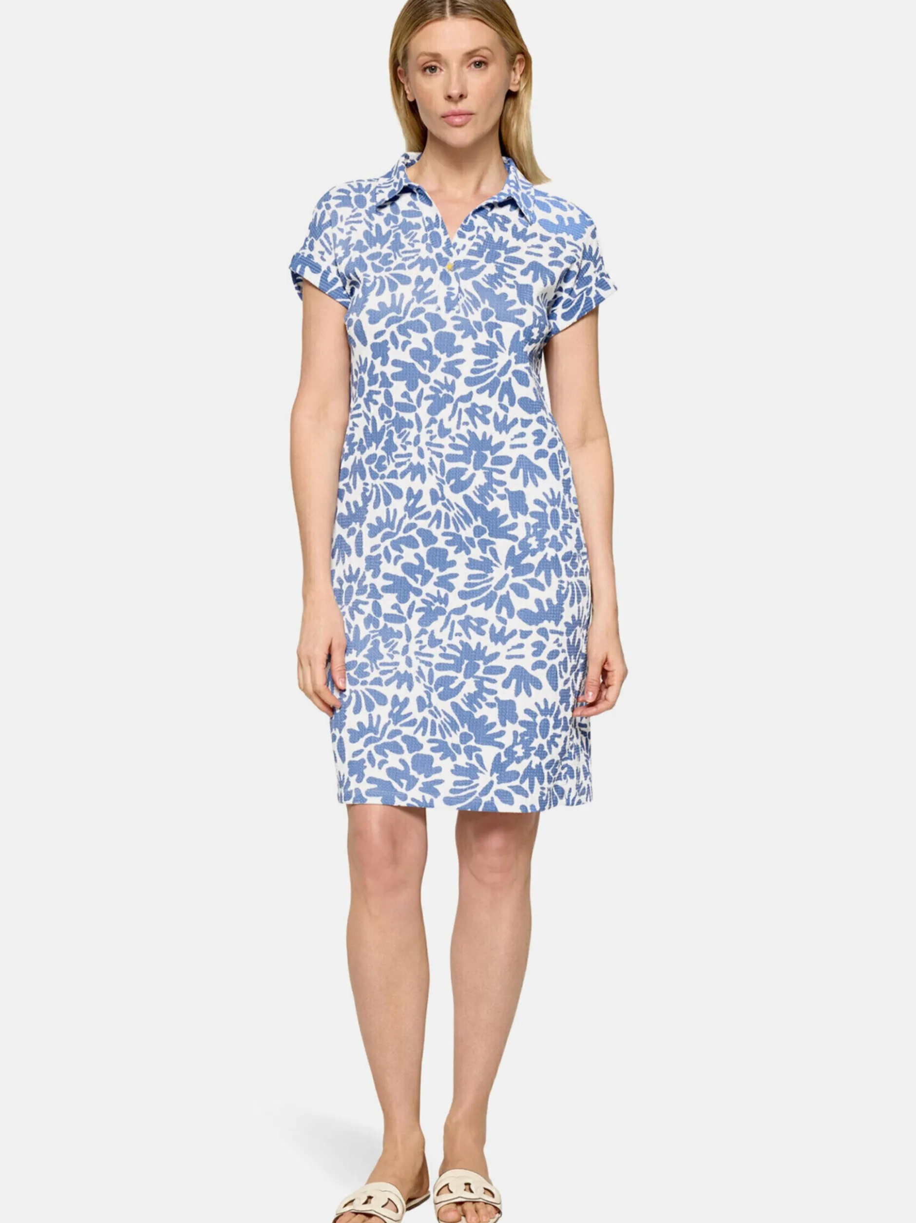 Cartoon Damen Casual-Kleid in hellblau weiß