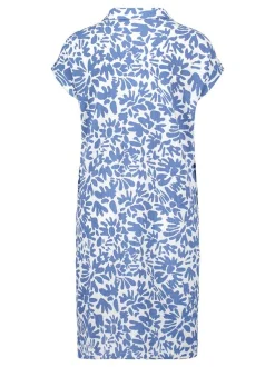 Cartoon Damen Casual-Kleid in hellblau weiß