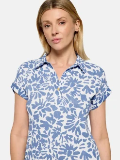 Cartoon Damen Casual-Kleid in hellblau weiß