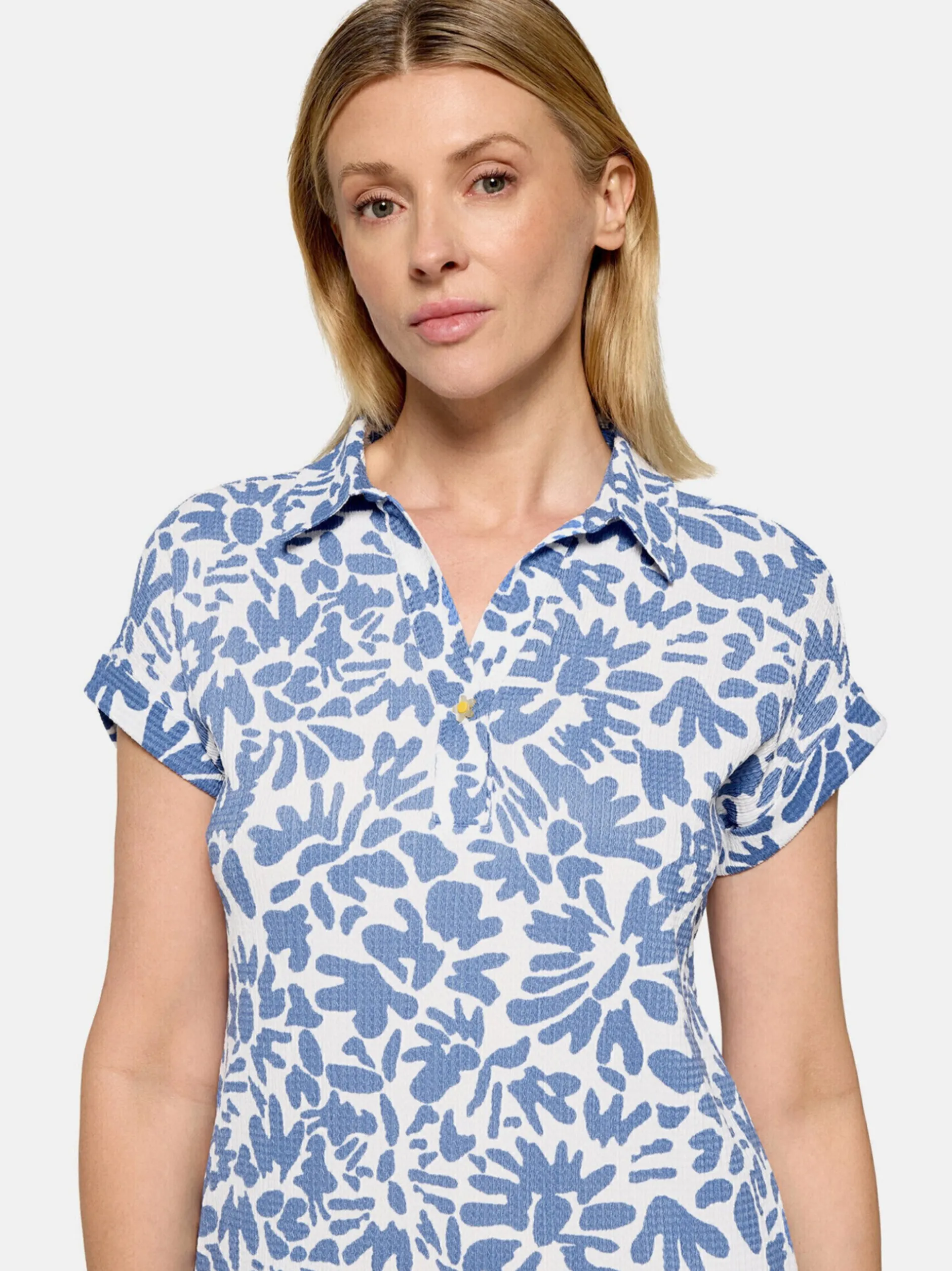 Cartoon Damen Casual-Kleid in hellblau weiß