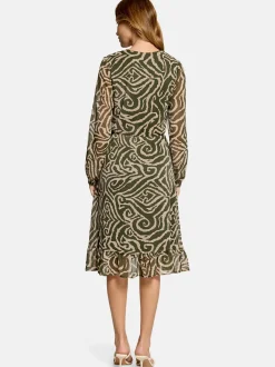 Cartoon Damen Chiffonkleid in mehrfarbig grün