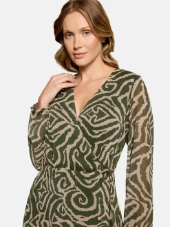 Cartoon Damen Chiffonkleid in mehrfarbig grün