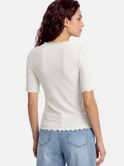 Cartoon Damen Halbarm-Shirt in weiß