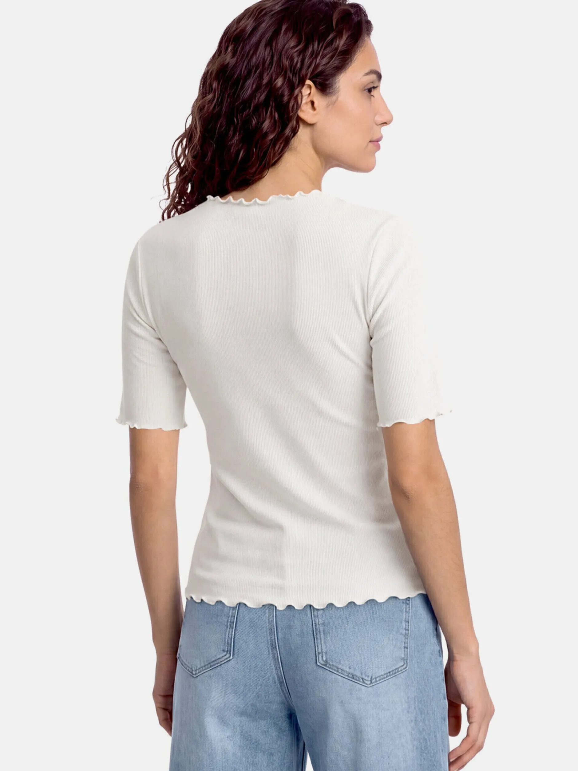 Cartoon Damen Halbarm-Shirt in weiß