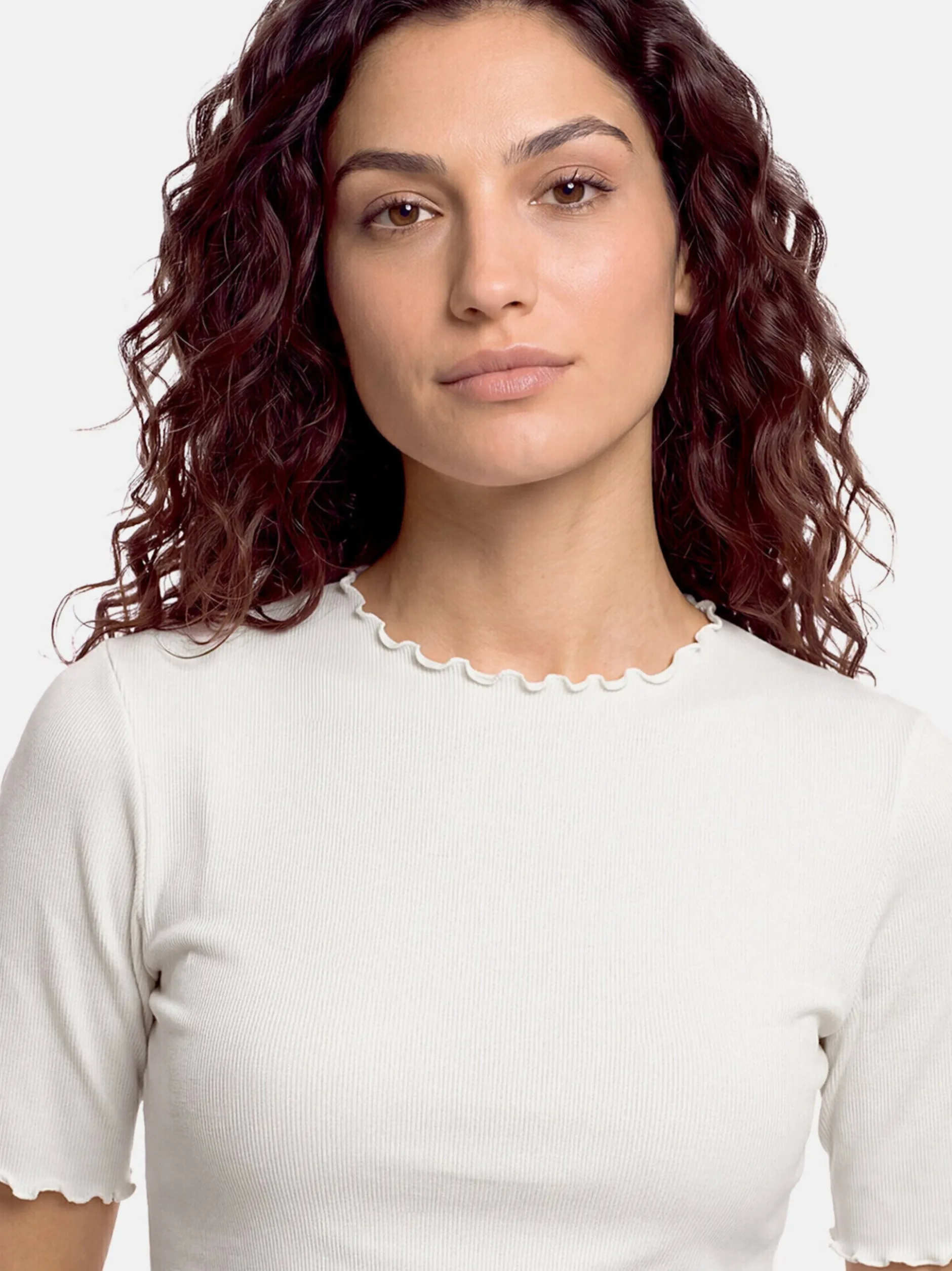 Cartoon Damen Halbarm-Shirt in weiß
