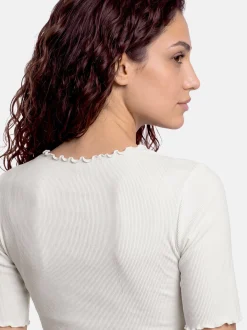 Cartoon Damen Halbarm-Shirt in weiß
