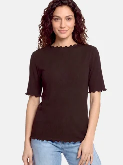 Cartoon Damen Halbarm-Shirt in braun