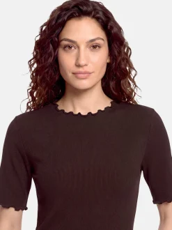 Cartoon Damen Halbarm-Shirt in braun
