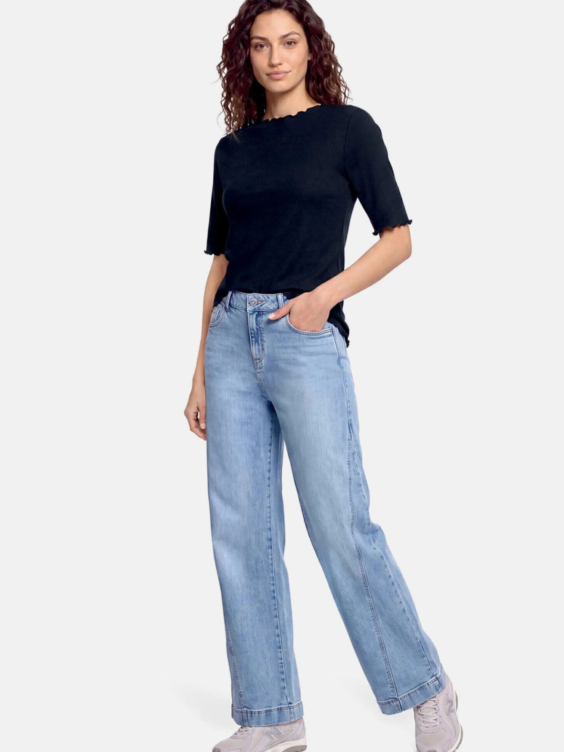 Cartoon Damen Halbarm-Shirt in blau