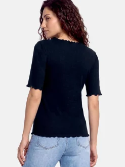 Cartoon Damen Halbarm-Shirt in blau