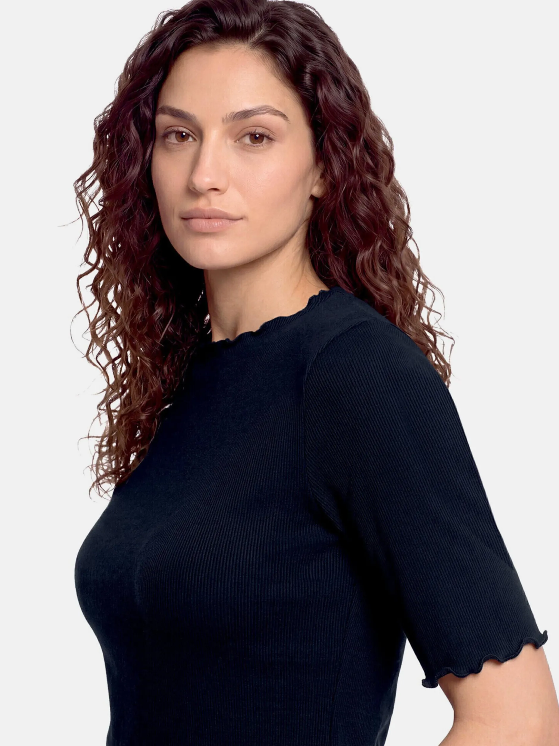 Cartoon Damen Halbarm-Shirt in blau