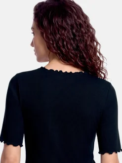 Cartoon Damen Halbarm-Shirt in blau