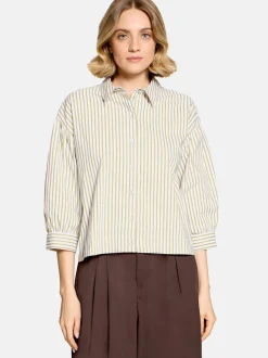 Cartoon Damen Hemdbluse in weiß khaki