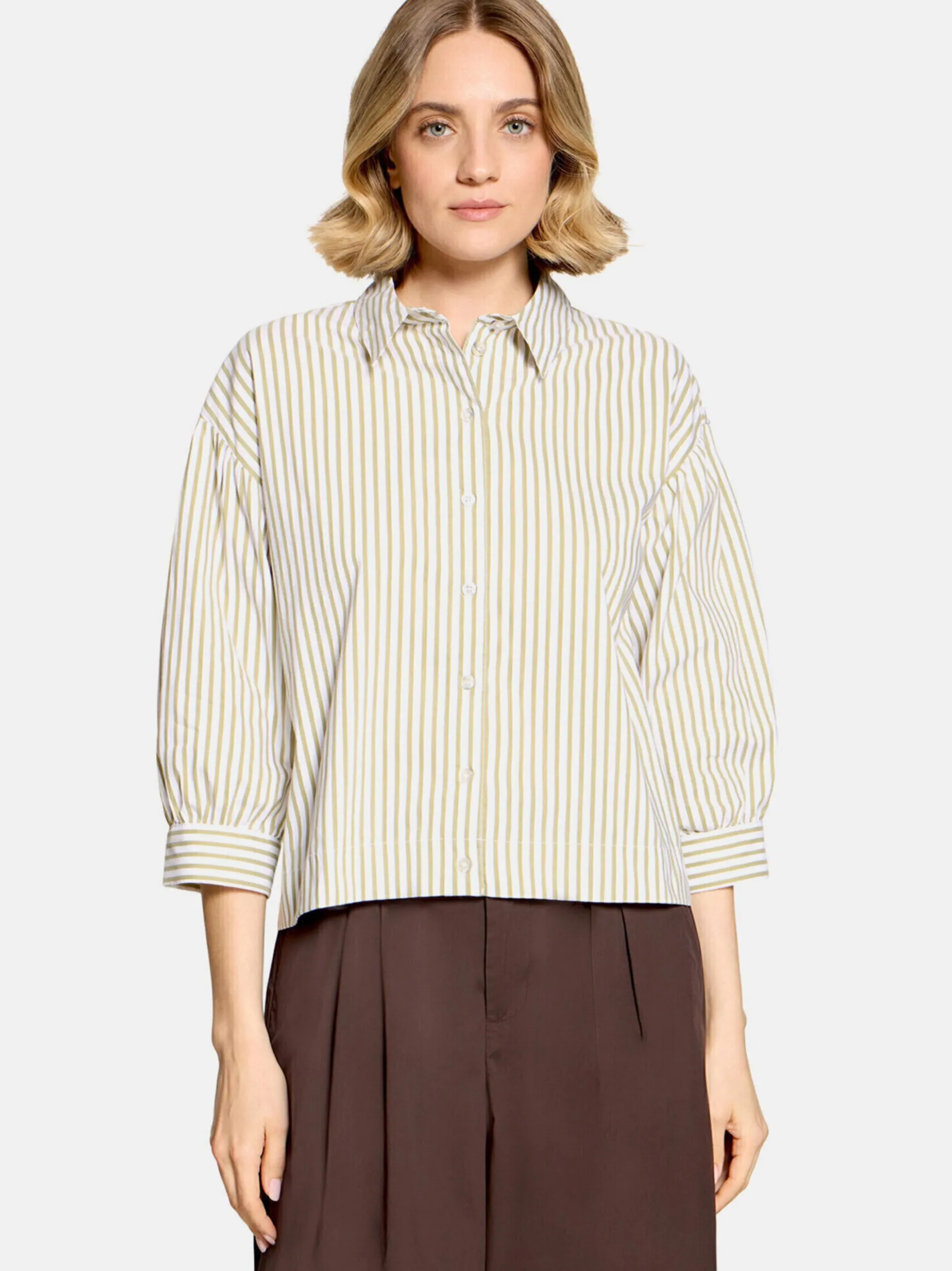 Cartoon Damen Hemdbluse in weiß khaki
